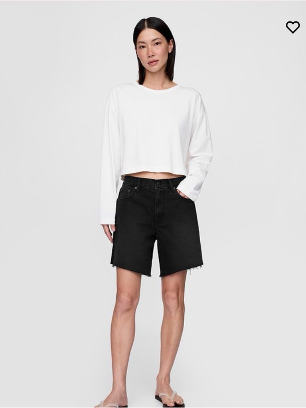 GAP 90s Loose Black Denim Cutoff Bermuda Shorts